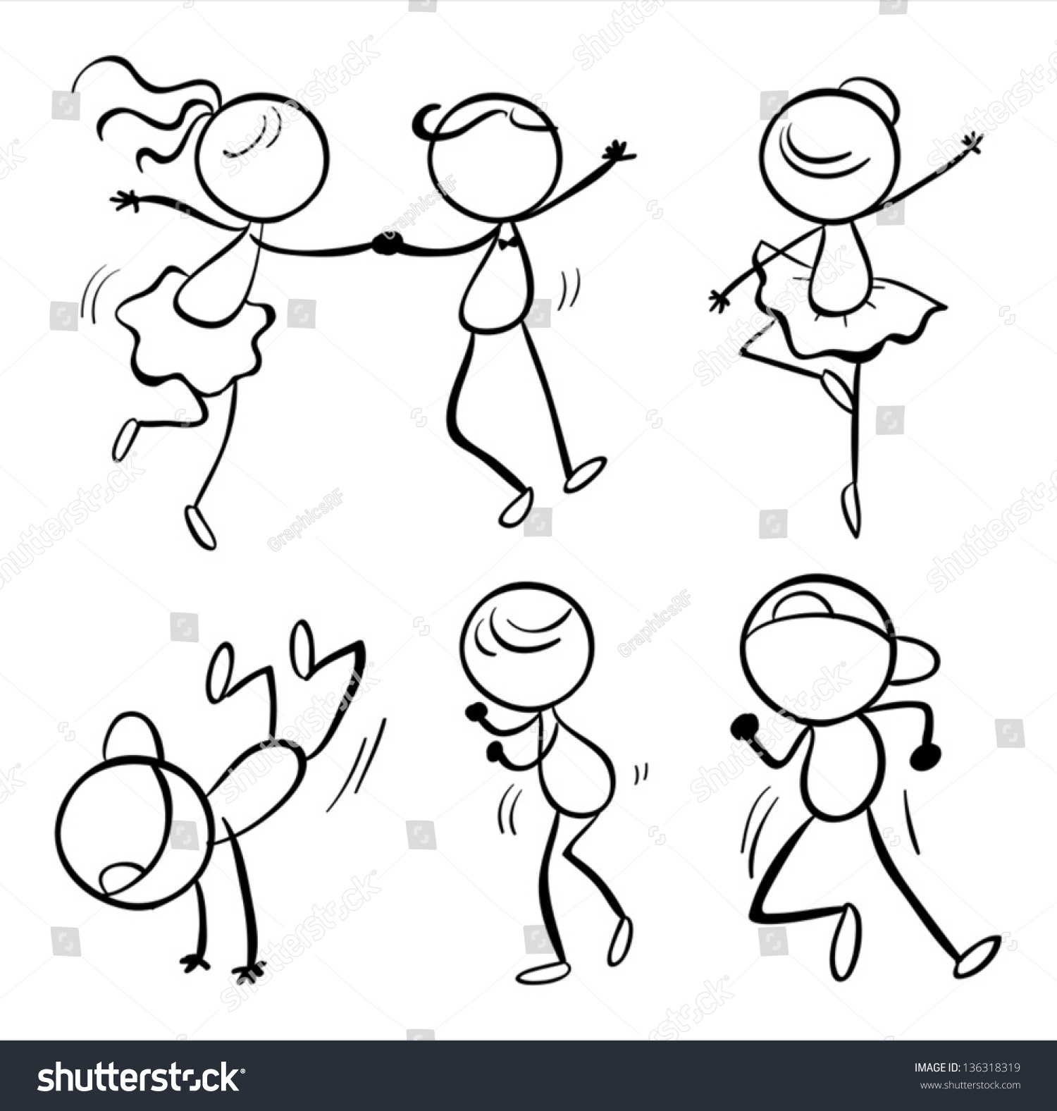 illustration-six-different-kinds-dance-moves-stock-vector-royalty-free