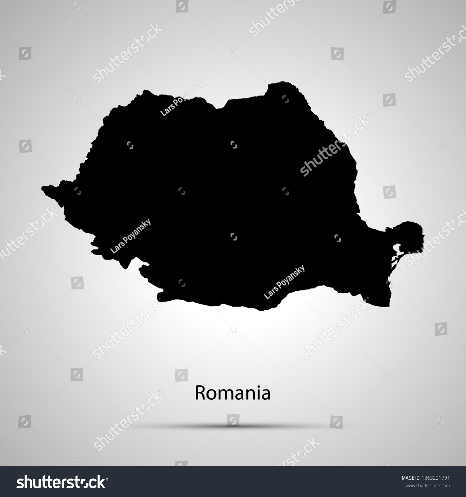 Romania Country Map Simple Black Silhouette Stock Vector (Royalty Free ...