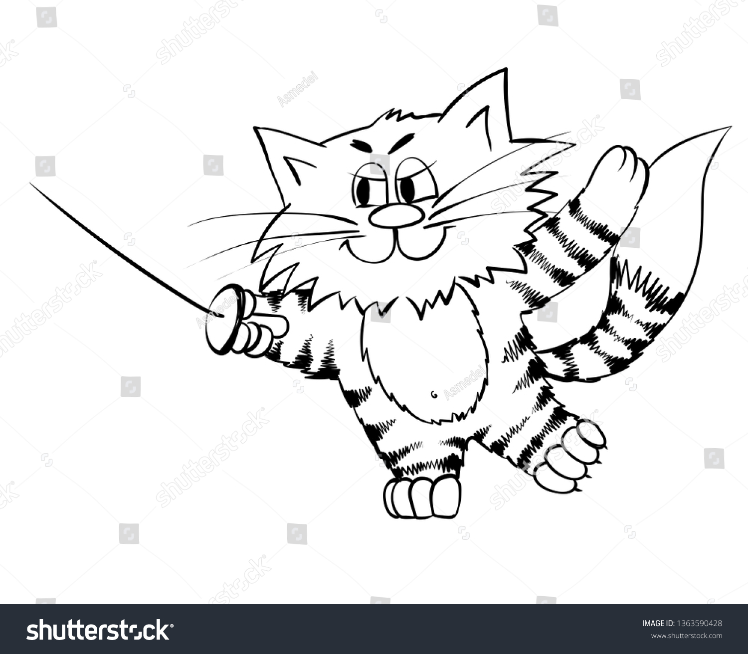 Fencing Cat Tricky Clever Nimble Kitty Stock Vector (Royalty Free ...