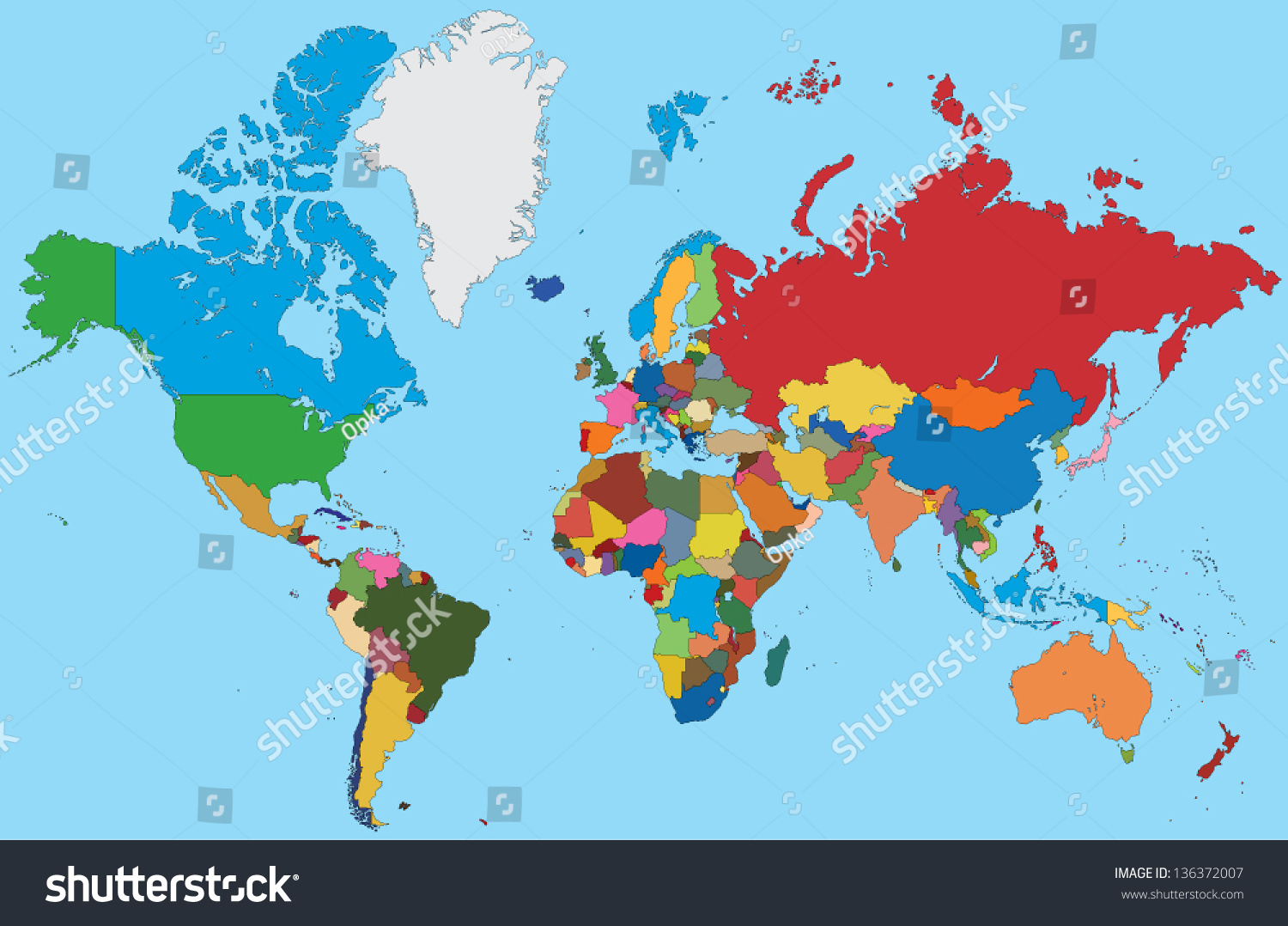 Colorful Map World Stock Vector (Royalty Free) 136372007 | Shutterstock