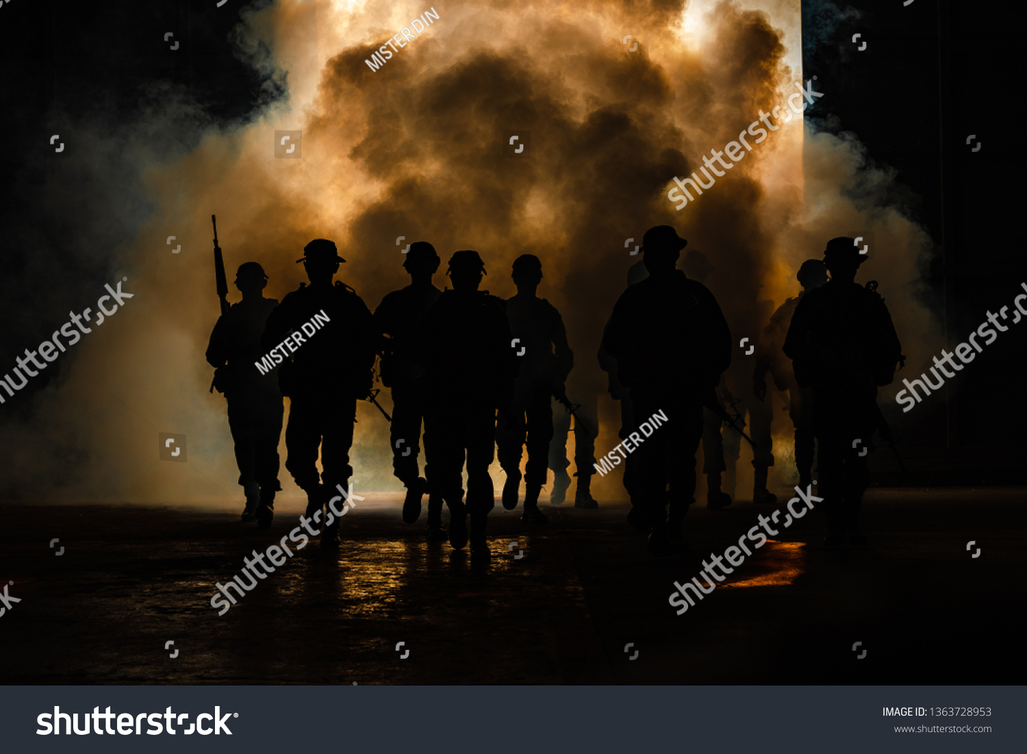 Silhouette Thailand Soldiers Special Forces Team Stock Photo 1363728953 ...