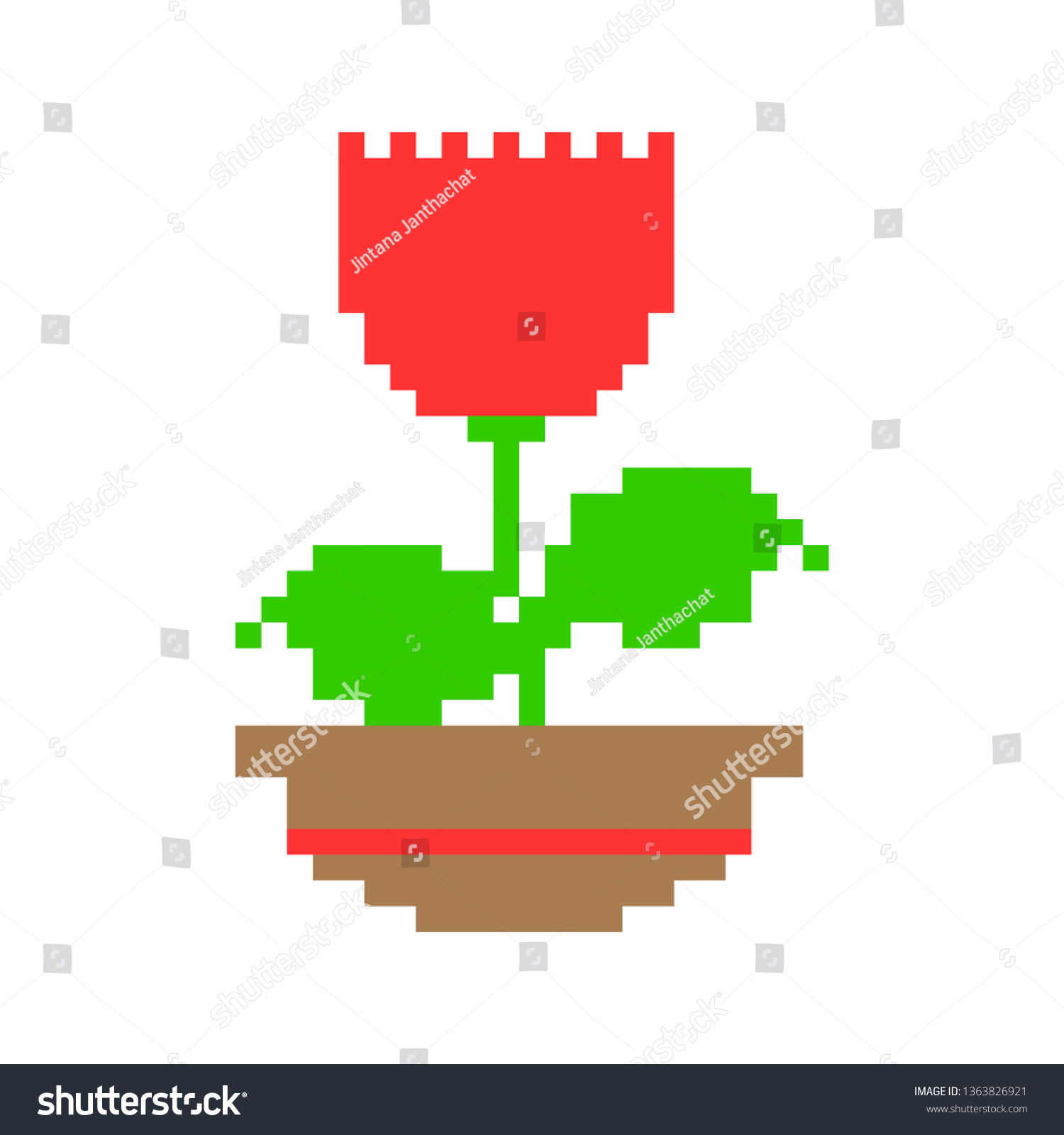 Pixel Art Tulip Stock Vector (Royalty Free) 1363826921 | Shutterstock