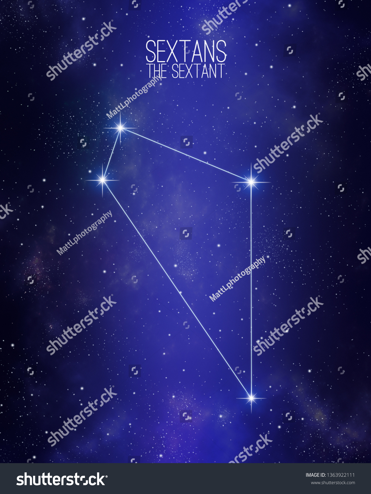 Sextans Sextant Constellation Map On Starry Stock Illustration 1363922111 Shutterstock