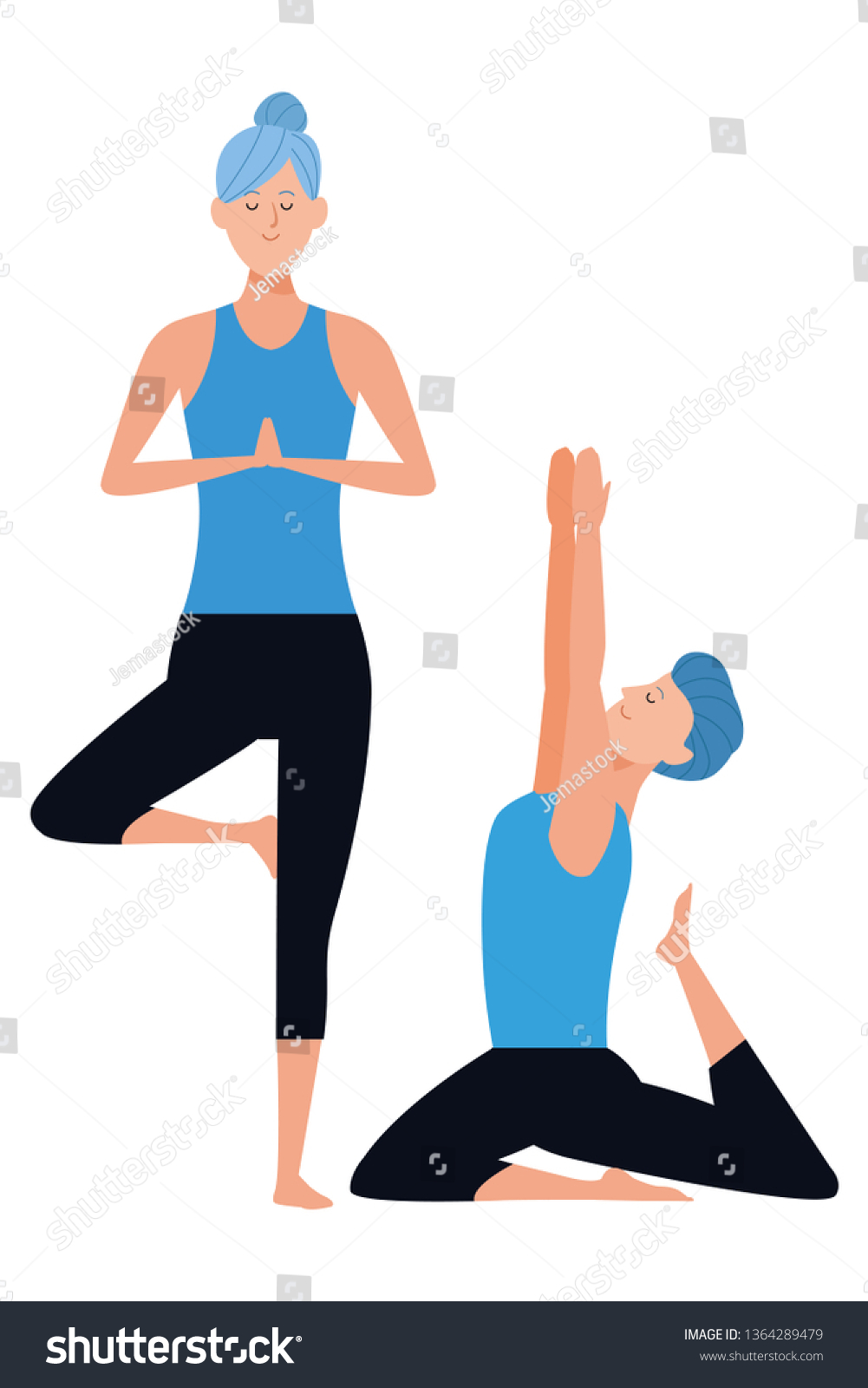 Couple Yoga Poses Stock Vector (Royalty Free) 1364289479 | Shutterstock