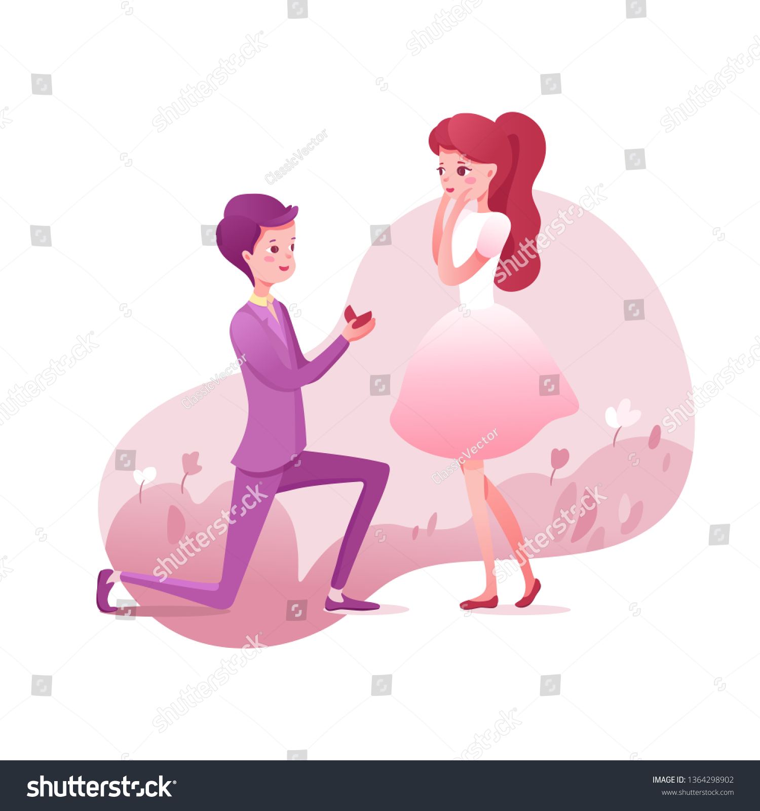 Engagement Proposal Flat Vector Illustration Cartoon Stock Vector ...