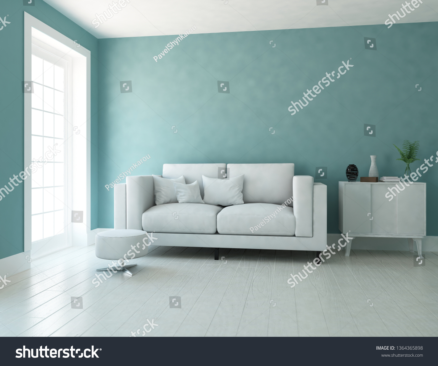 Idea Blue Scandinavian Living Room Interior Stock Illustration ...