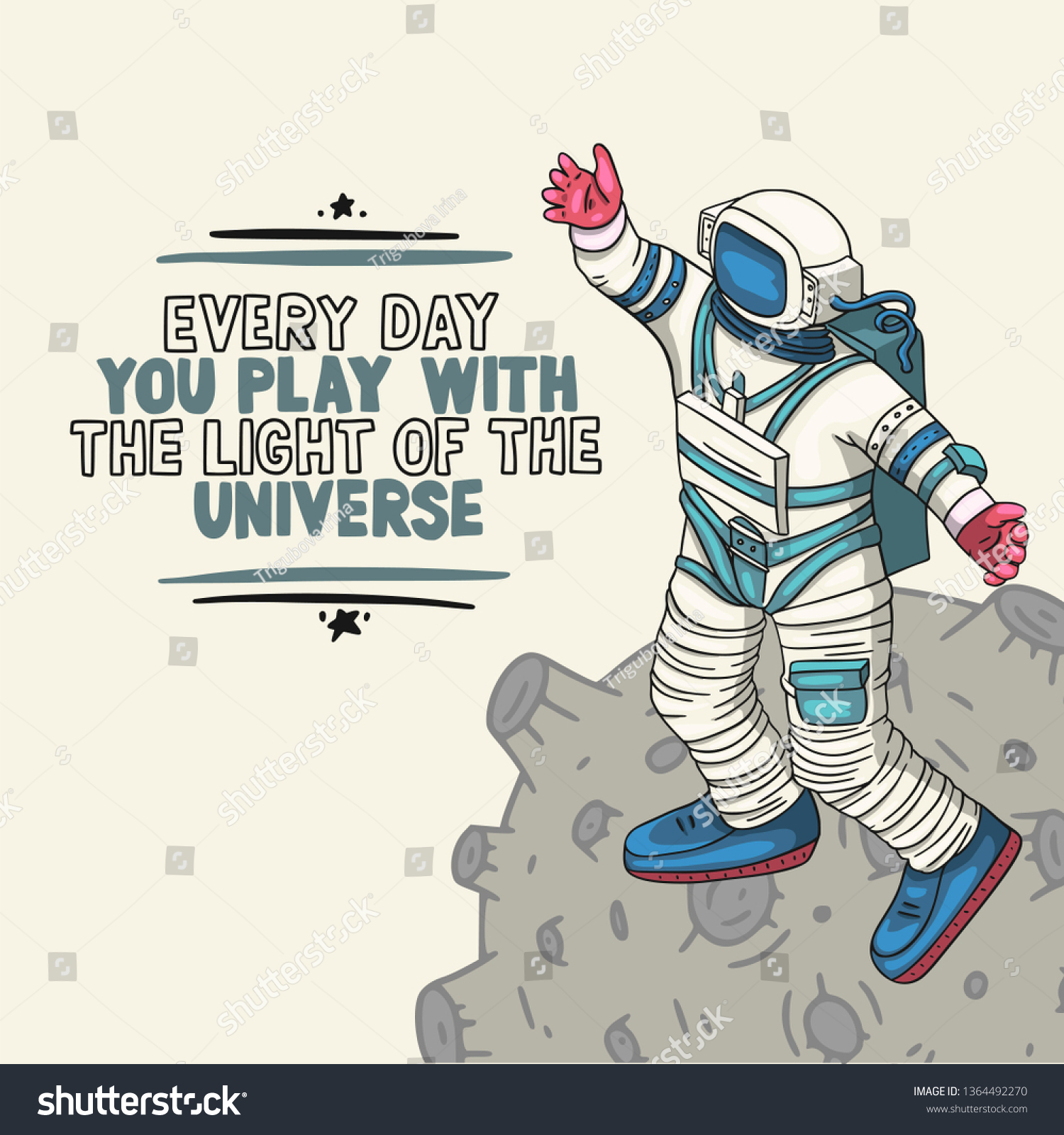 Astronaut Vector Illustration Cosmonaut Card Print Stock Vector ...