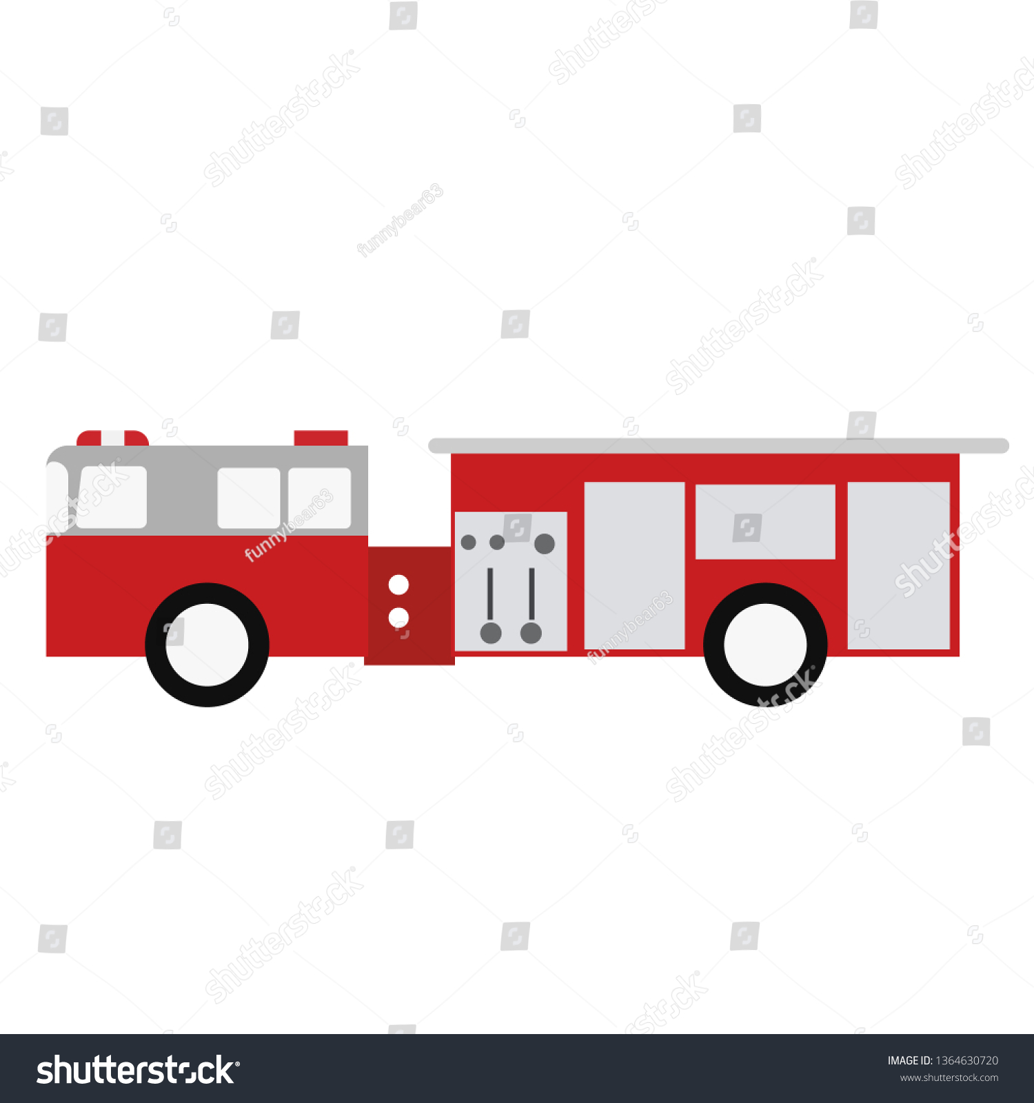 Fire Truck Flat Illustration Stock Vector (Royalty Free) 1364630720 ...