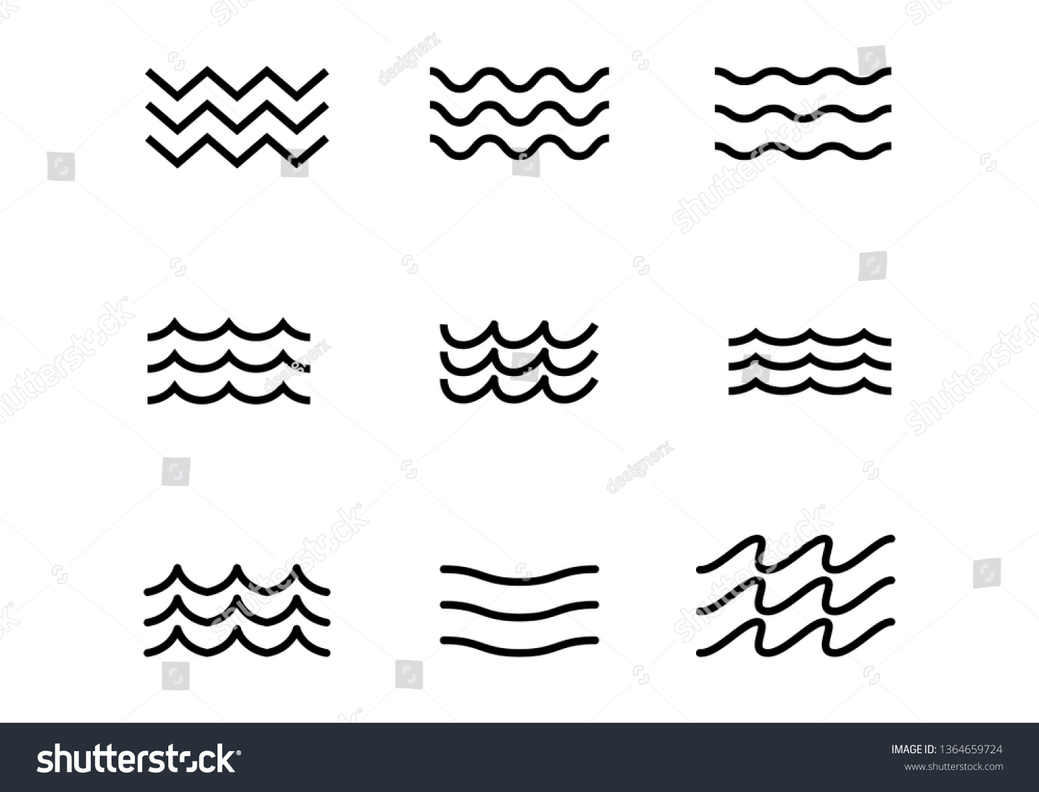 Wave Icon Set Vector Illustration On Stock Vector (Royalty Free ...