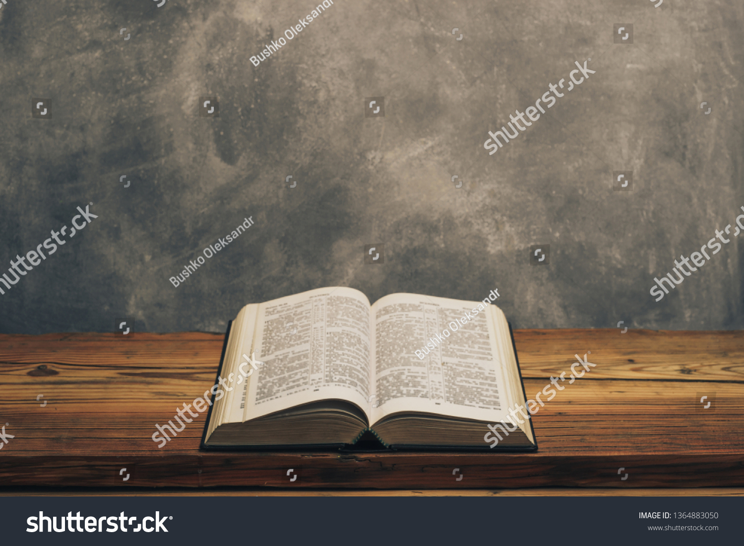 Open Holy Bible On Old Oak Stock Photo 1364883050 | Shutterstock