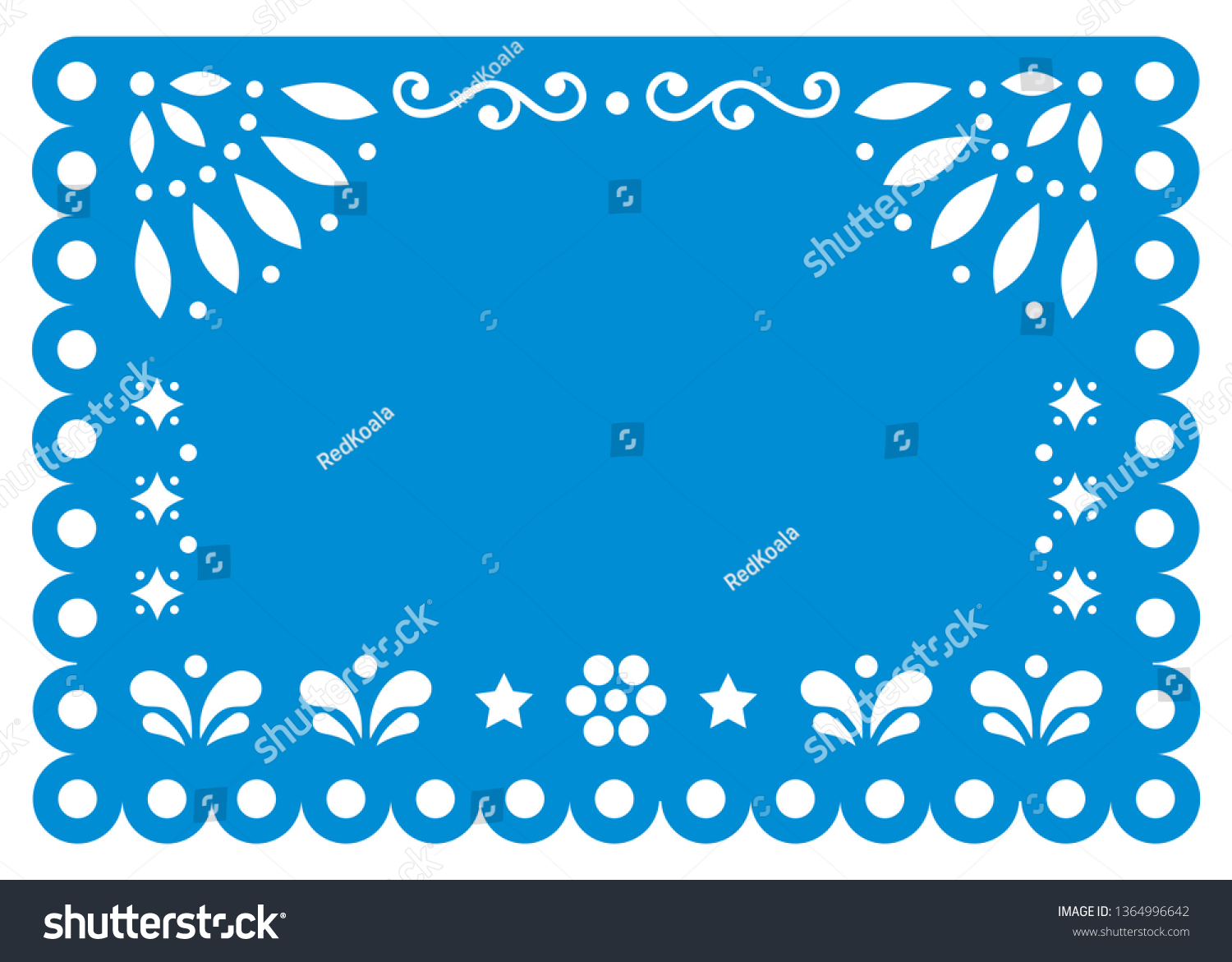 Papel Picado Vector Template Design Blue Stock Vector Royalty Free 1364996642 Shutterstock 2135