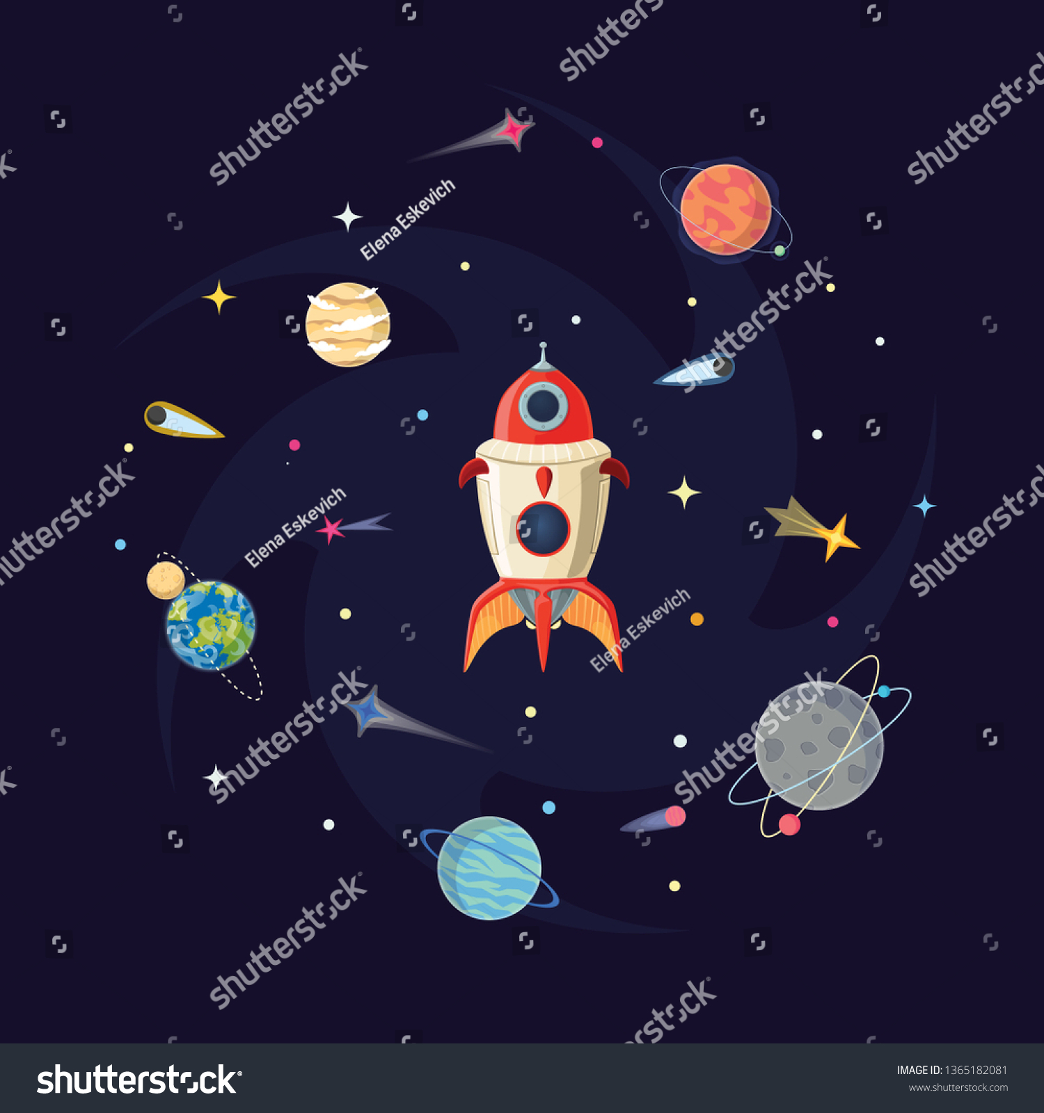 Cartoon Scifi Space Background Vector Illustration Stock Vector ...