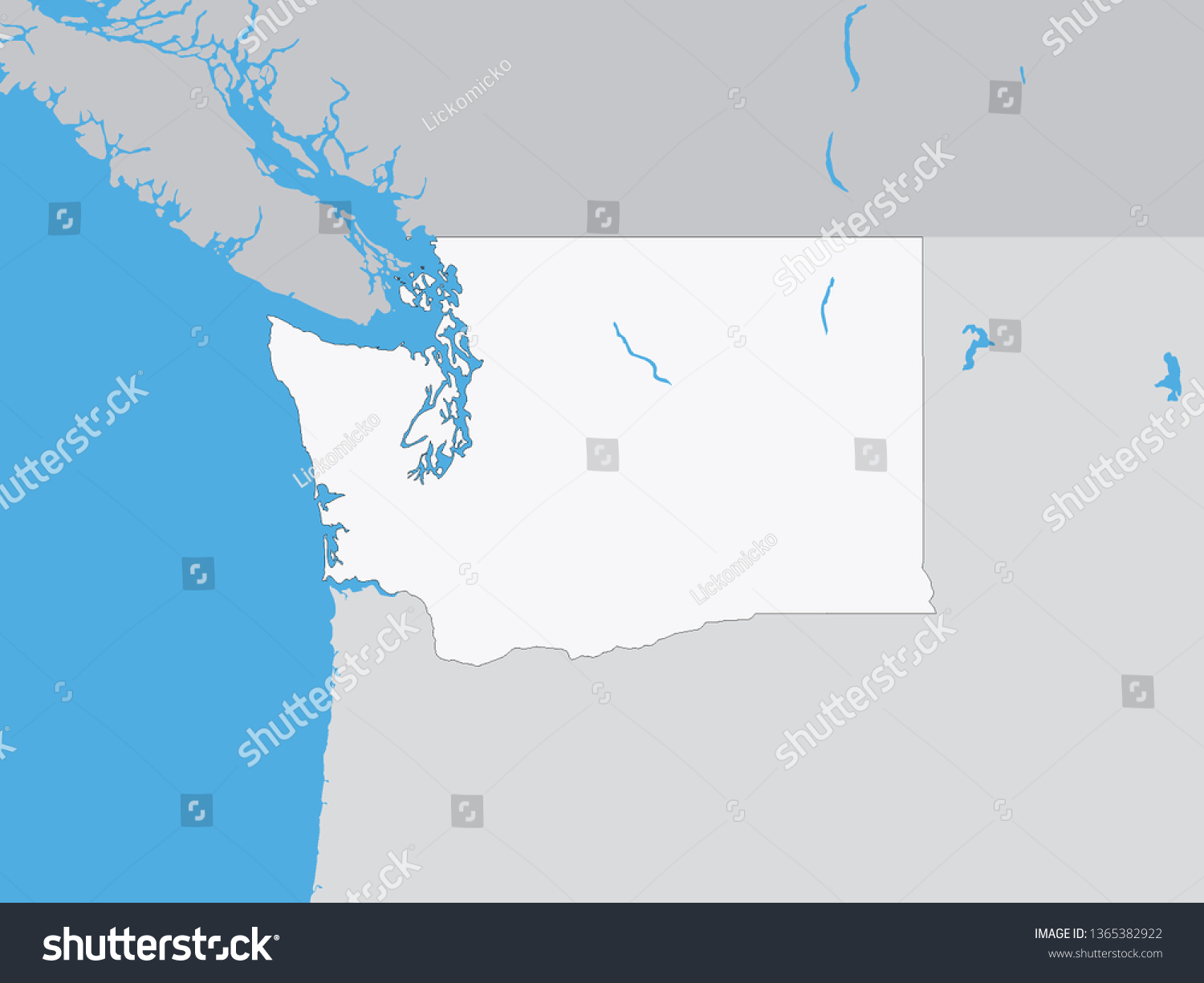 Vector Illustration Detailed Political Map Us Stock Vector Royalty Stock Vector Vector Illustration Of The Detailed Political Map Of The Us Federal State Of Washington 1365382922