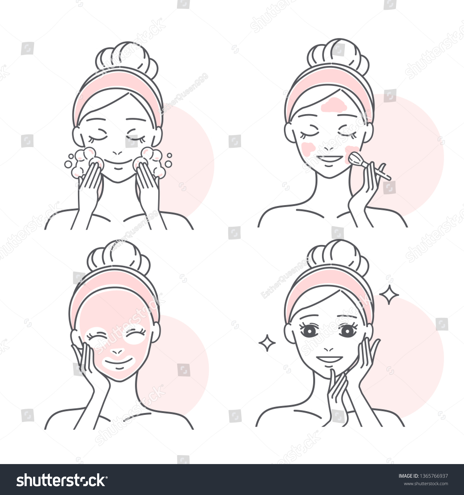 Beauty Cartoon Skin Care Woman On Stock Vector (Royalty Free ...