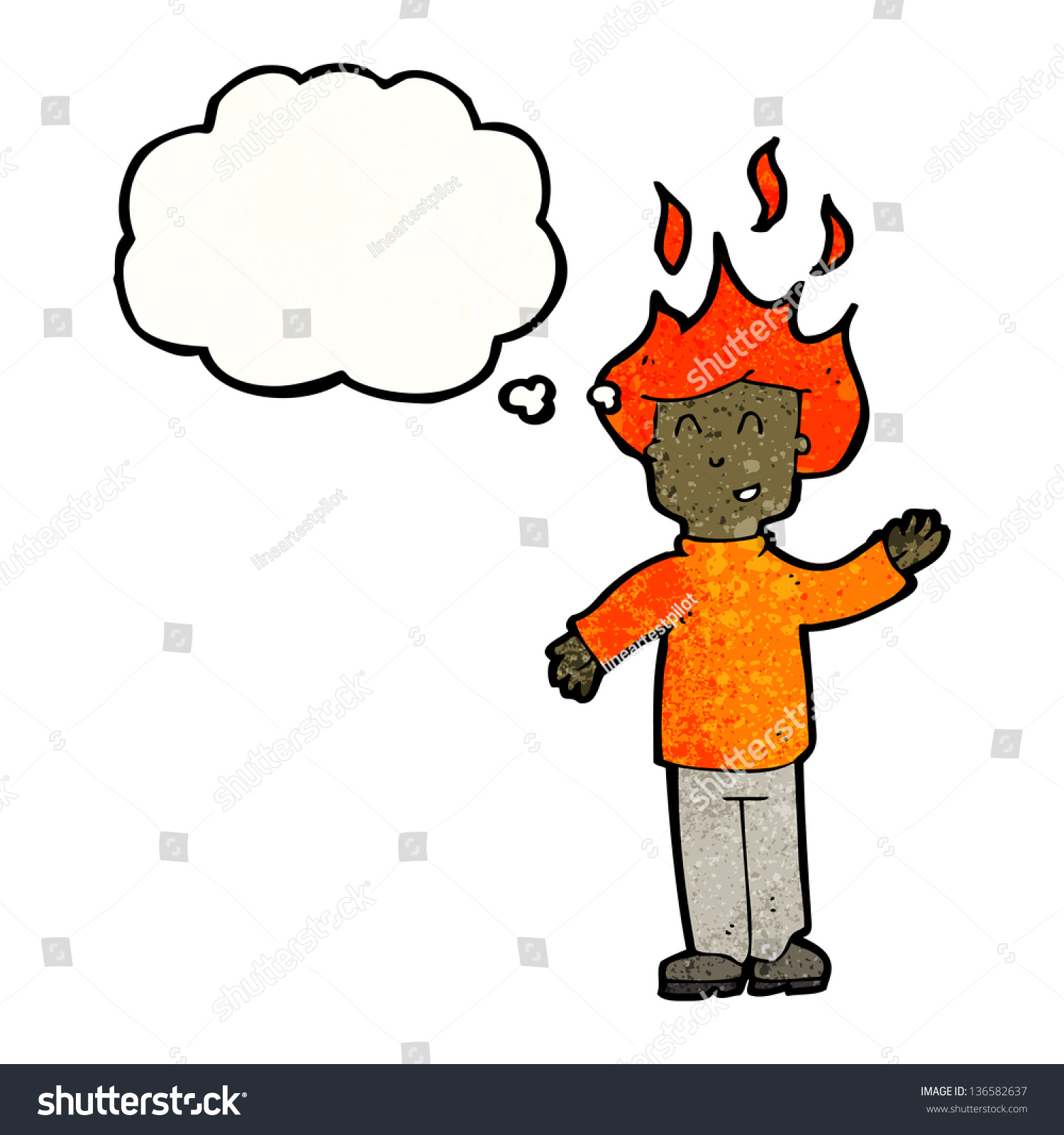 Cartoon Man Head On Fire Stock Illustration 136582637 | Shutterstock