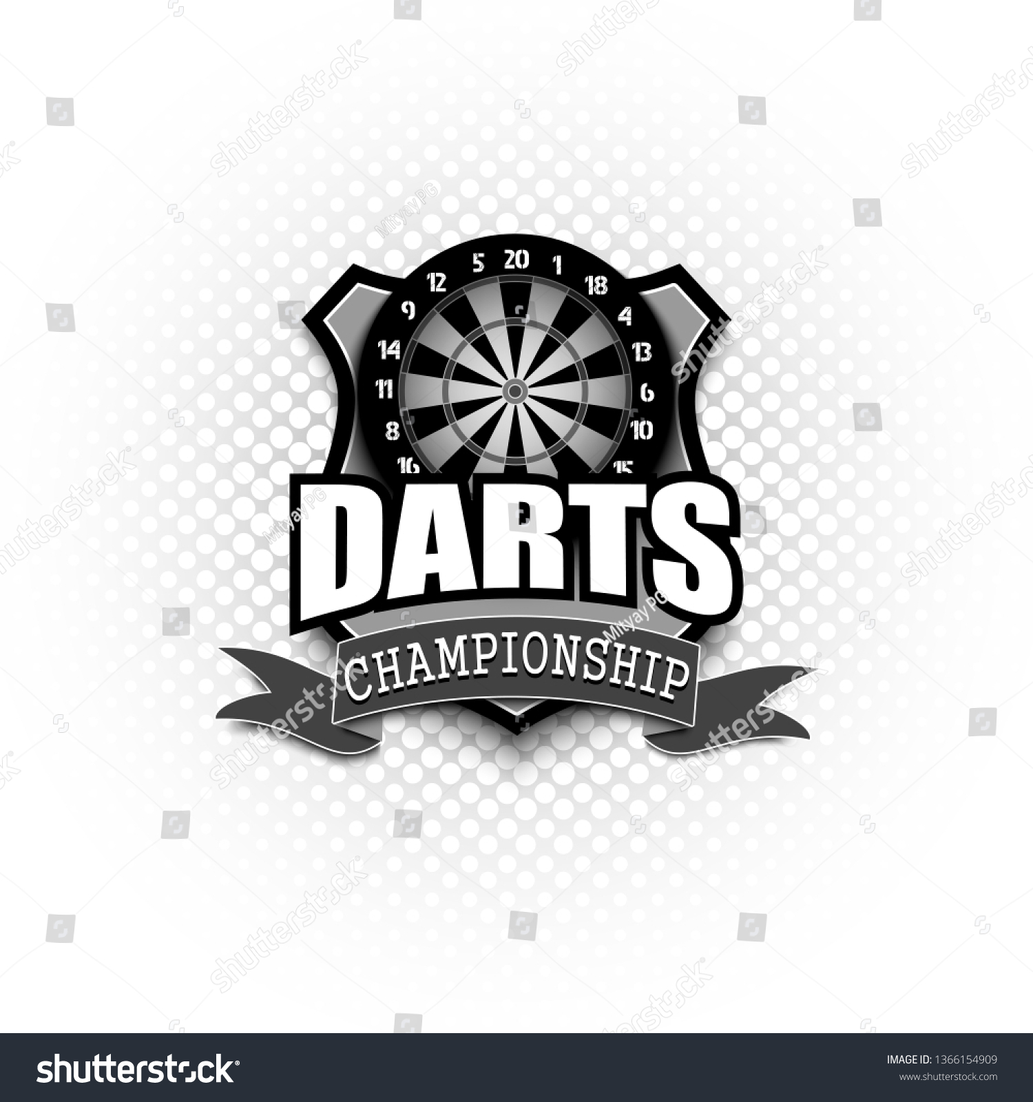 Darts Logo Template Design Black White Stock Vector (Royalty Free ...