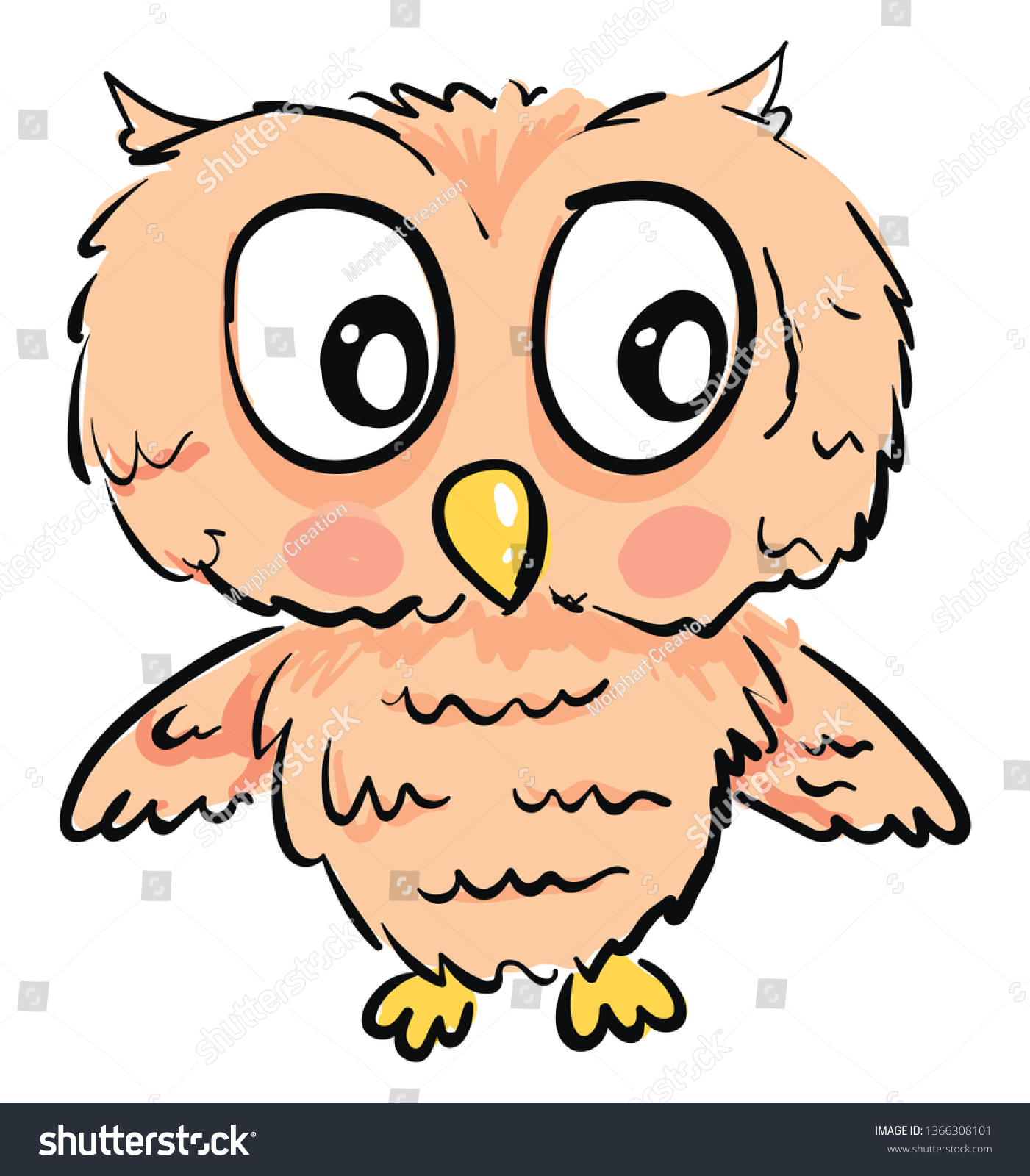 Cute Owl Big Eyes Vector Illustration Stock Vector Royalty Free