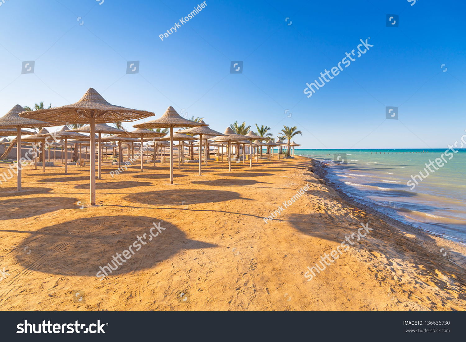 Egyptian Parasols On Beach Red Sea Stock Photo 136636730 | Shutterstock