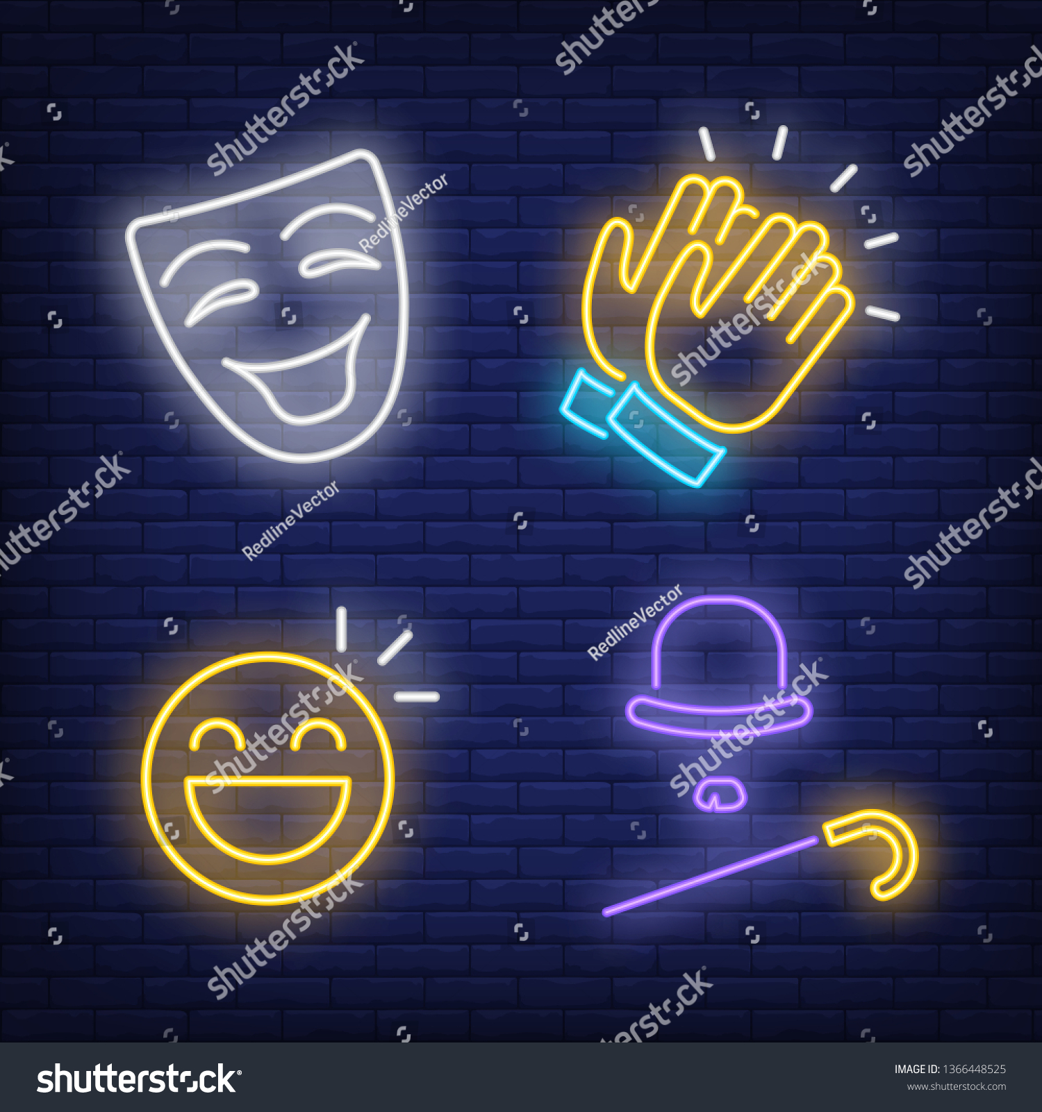 Laughing Mask Smiley Cane Hat Clapping Stock Vector (Royalty Free ...