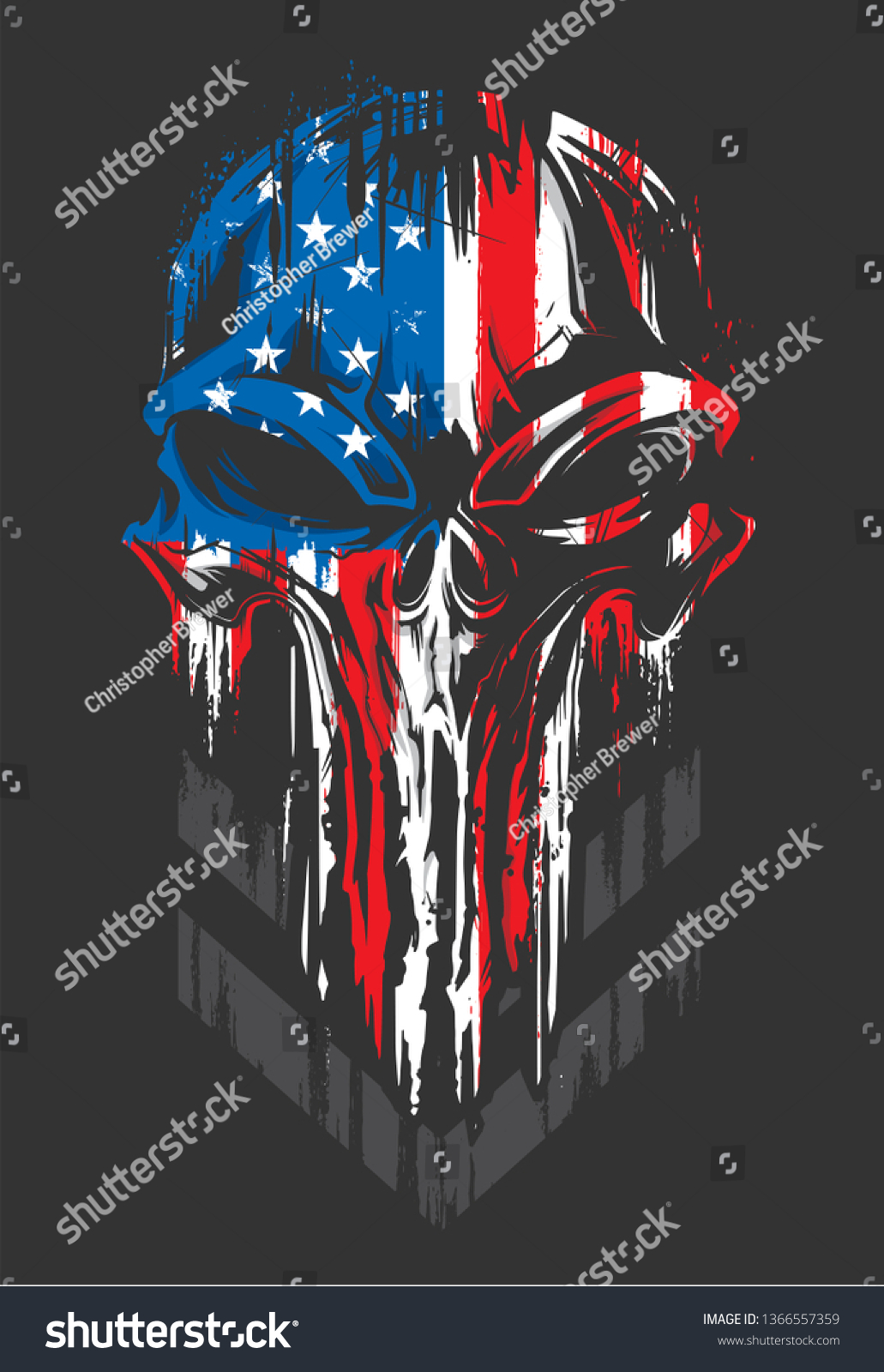 Military Skull Badge Patriotic Stock Illustration 1366557359 