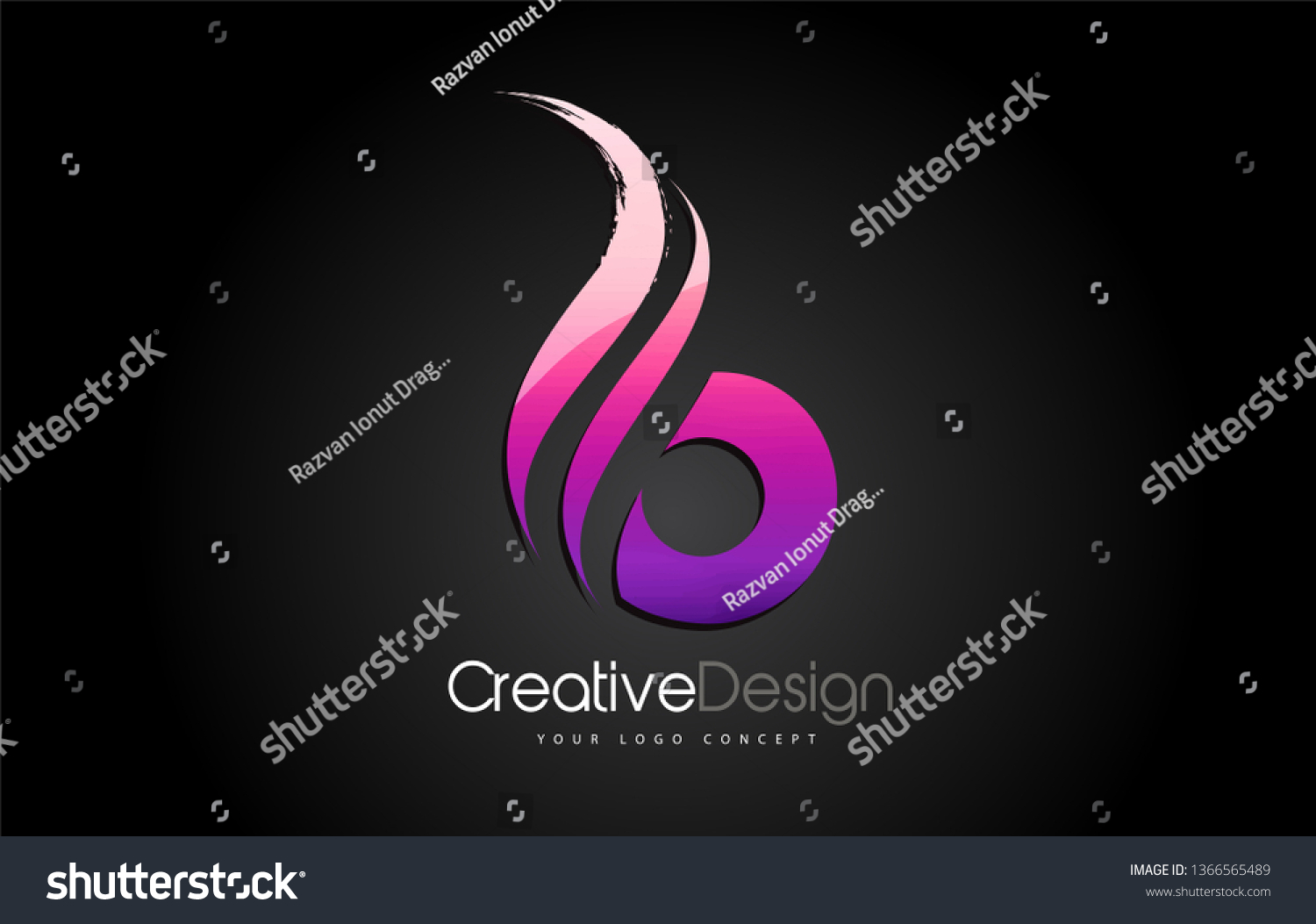 Purple Violet B Letter Design Brush Stock Vector (royalty Free 