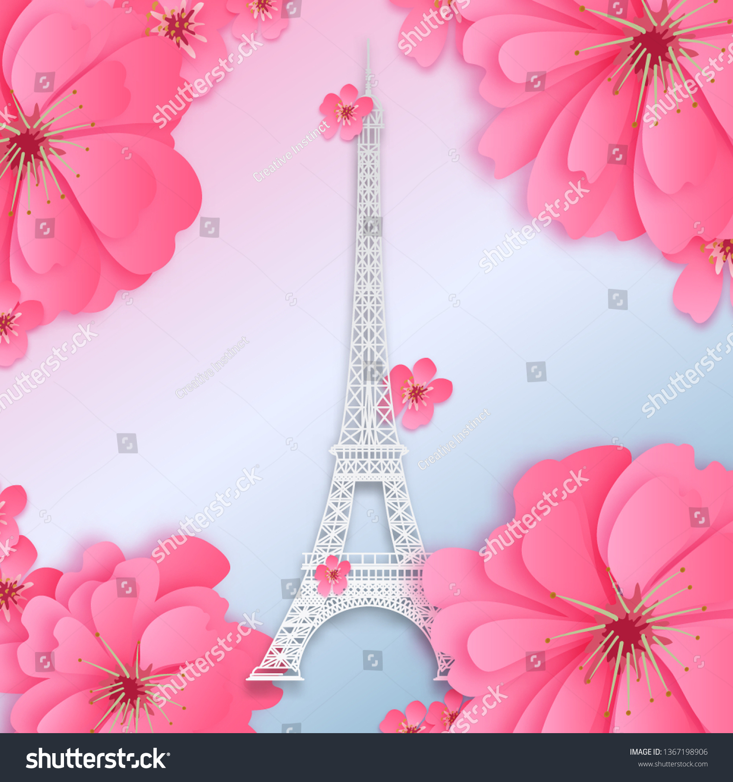 Eiffel Tower Paper Cut Vector Design Stock Vector (Royalty Free ...