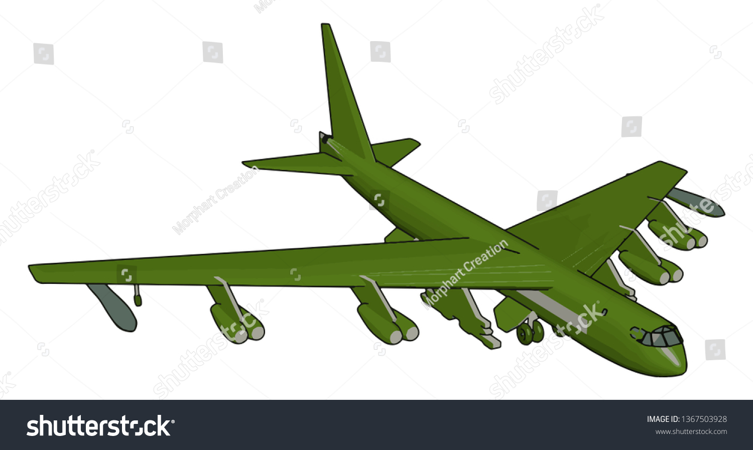 Green Military Airplane Missiles Vector Illustration Stock Vector ...