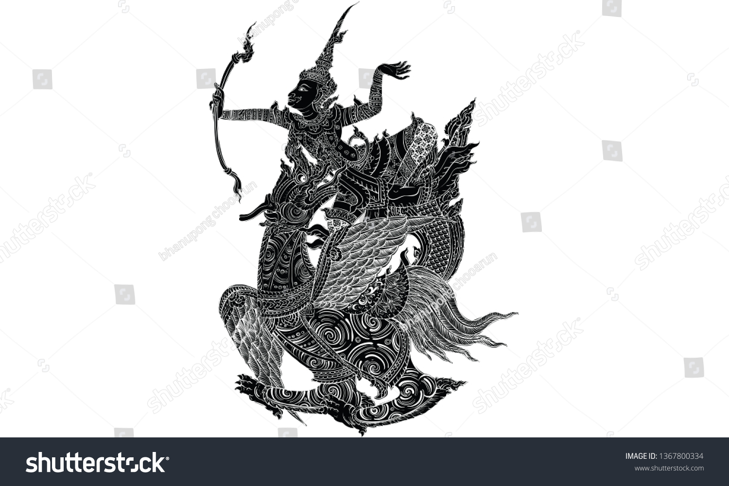 Thai Traditional Painting Vector Thailand Ancient Stock Vector (Royalty ...