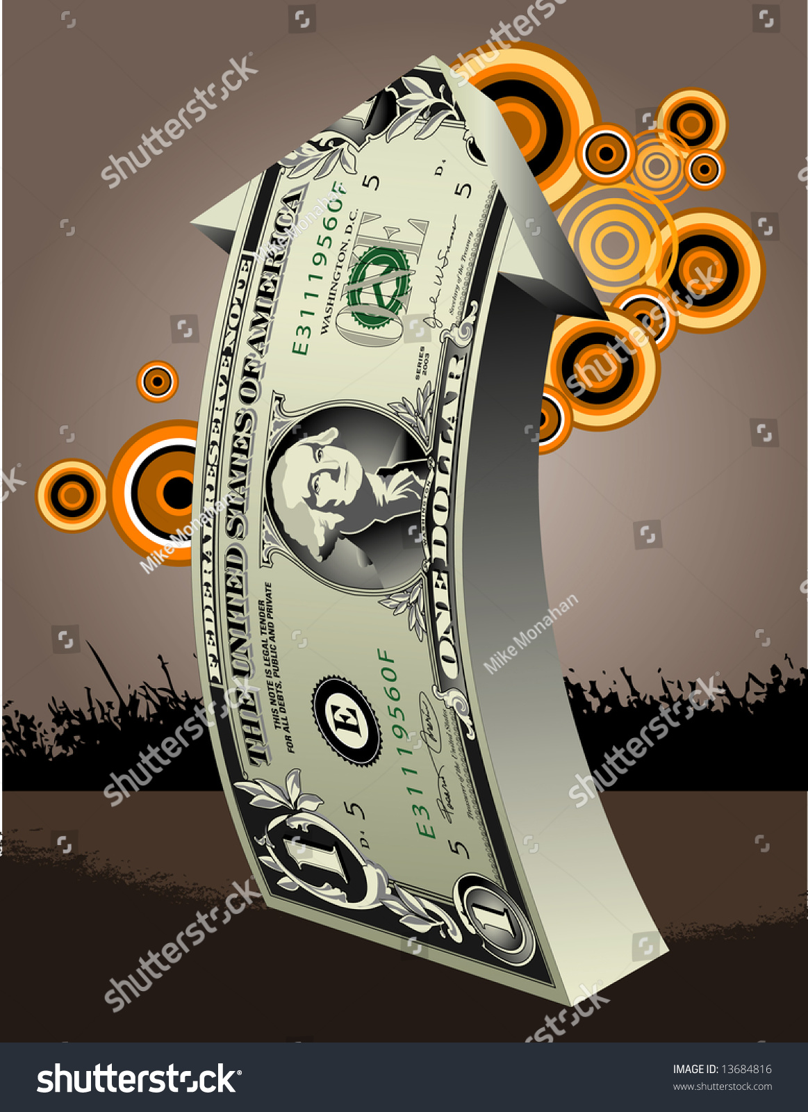 Stylized Drawing Dollar Upward Arrow Configuration Stock Illustration ...