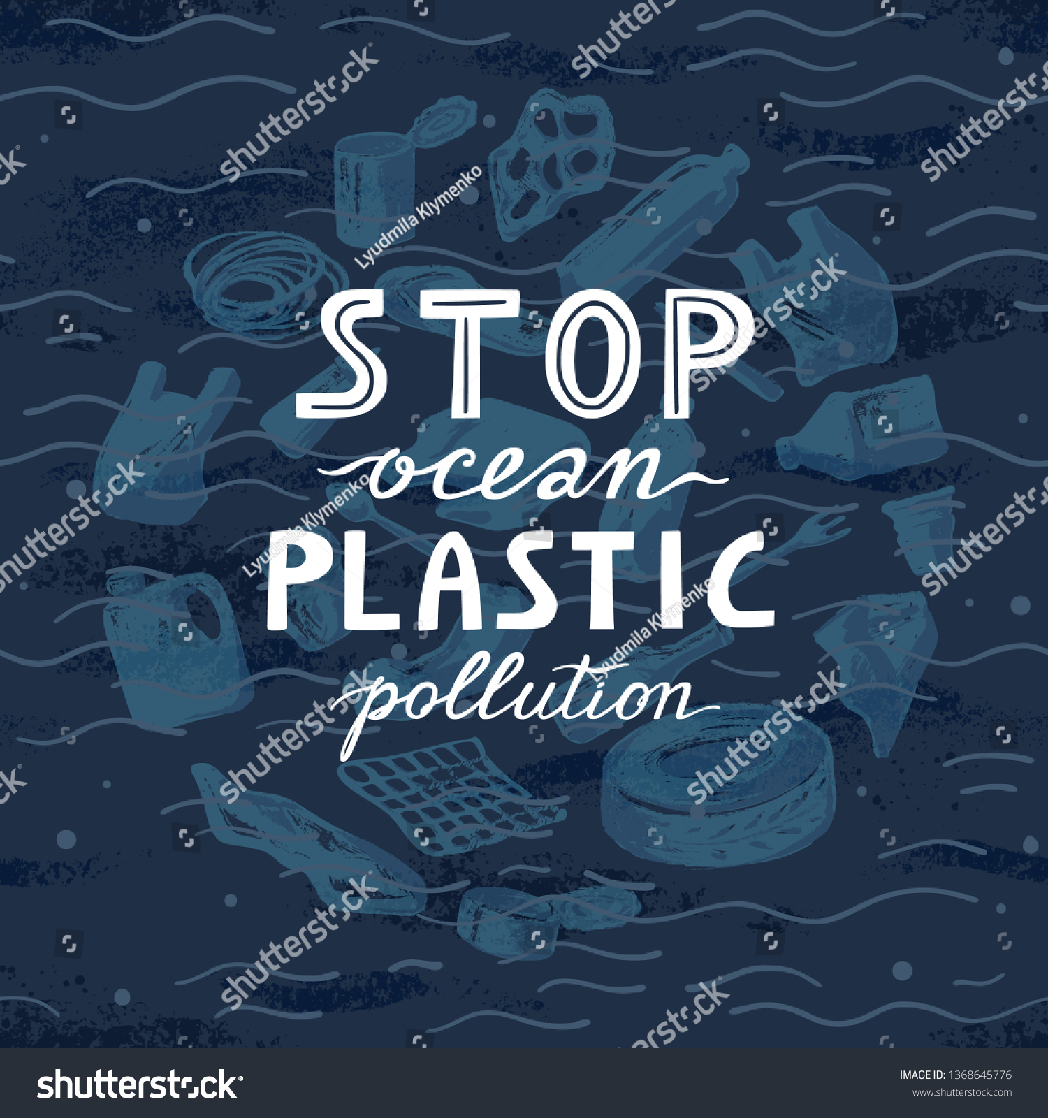 Environmental Banner Plastic Garbage Trash Marine Stock Vector (Royalty ...