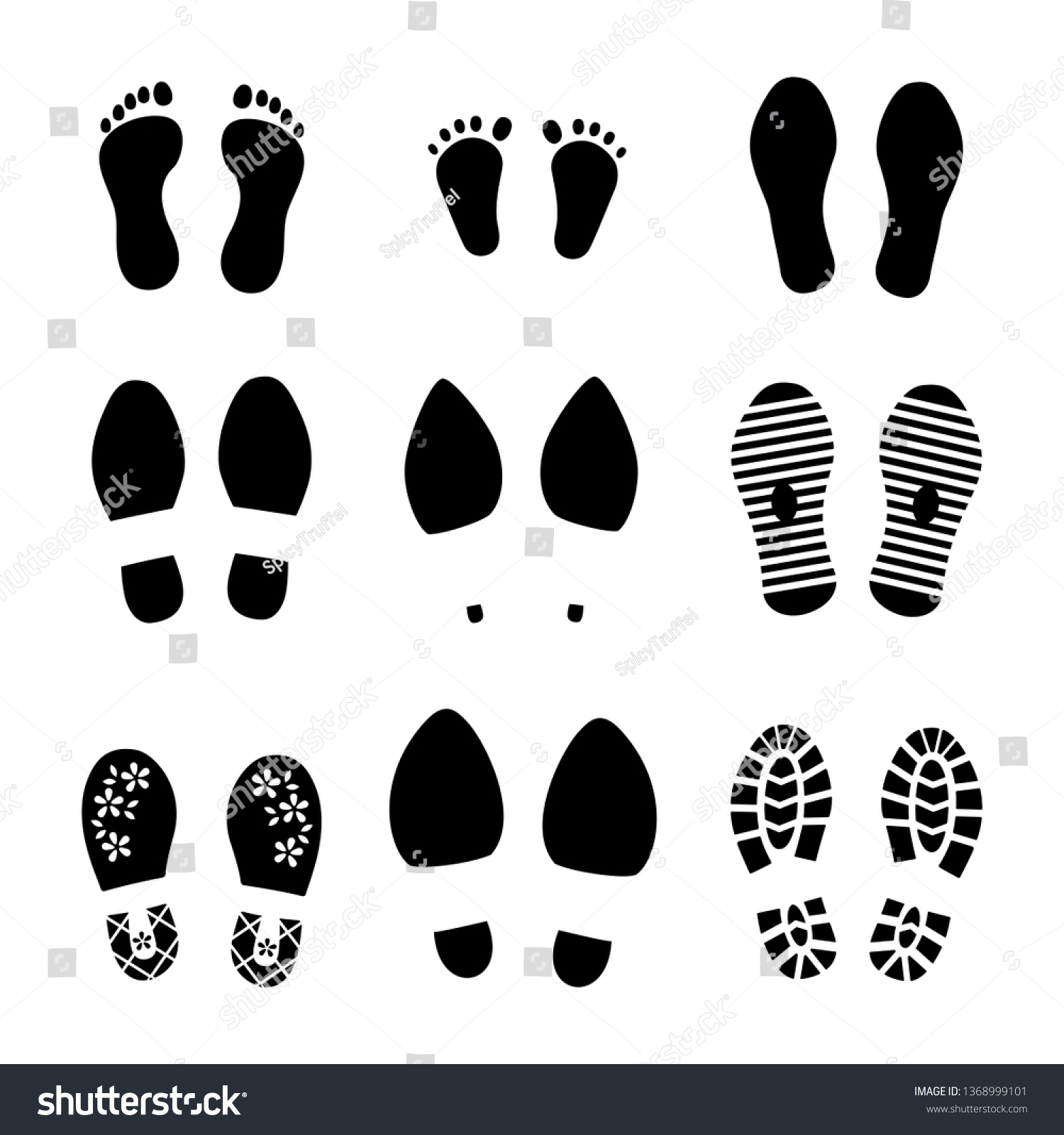 Footprints Shoes Legs Human Steps Baby Stock Vector (Royalty Free ...