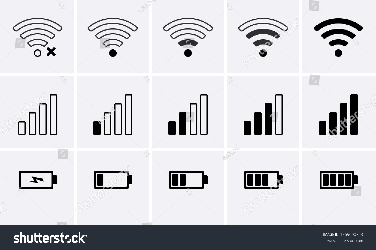 Phone Bar Status Icons Battery Icon Stock Vector (Royalty Free