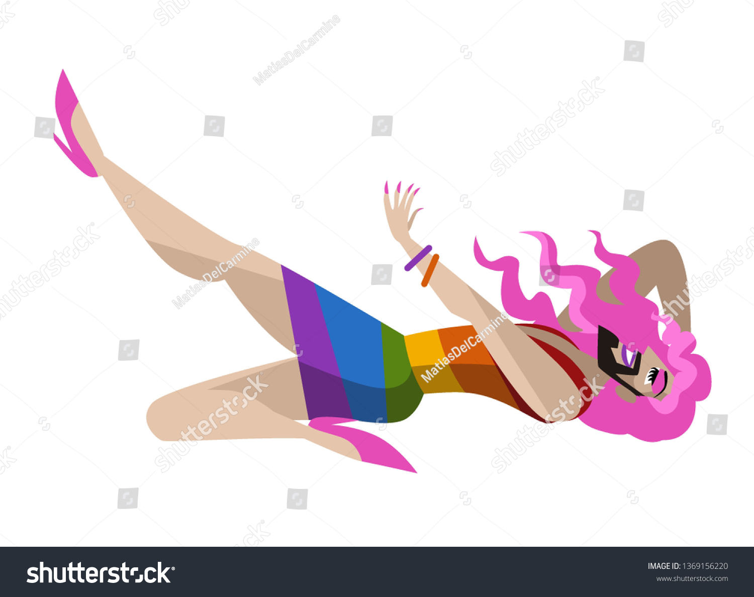 Vektor Stok Drag Queen Pride Flag Dress Tanpa Royalti 1369156220 Shutterstock 