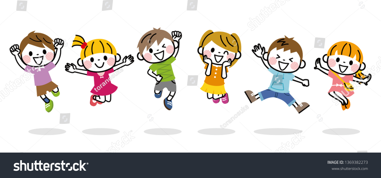 Illustration Children Jumping Stock Vector (Royalty Free) 1369382273 ...