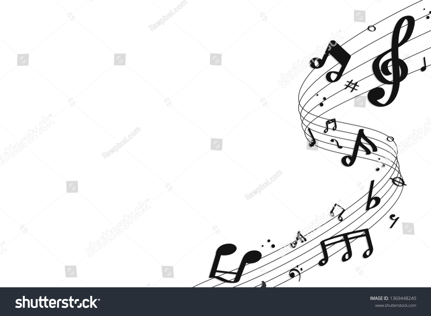 Black Flowing Music Notes On White Stock Vector (Royalty Free ...