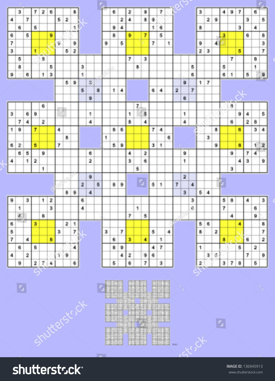 Sumo Sudoku 13 Overlapping Sudoku Puzzles Image Vectorielle De Stock Libre De Droits 5245