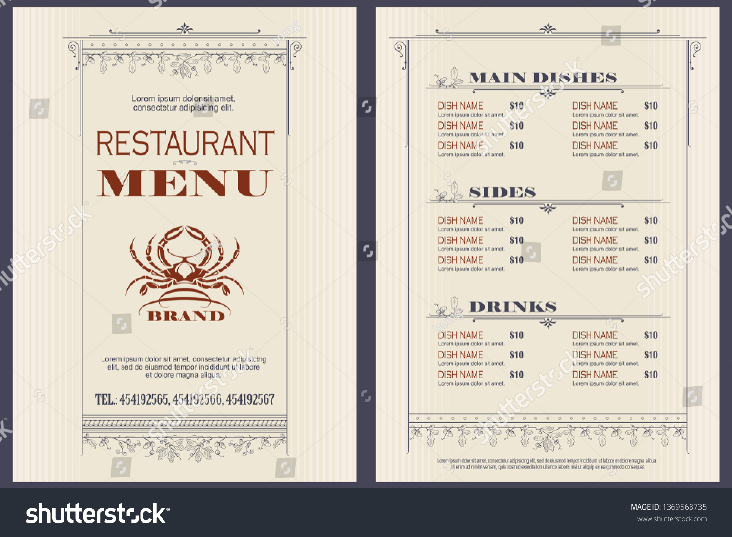 Vector Stock Illustration Template Cafe Restaurant Stock Vector ...