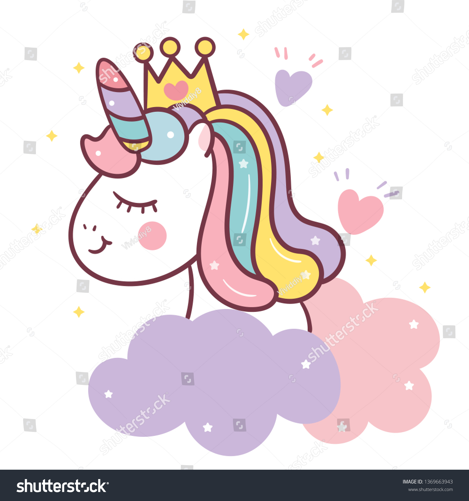 Unicorn Head Vector Cute Cartoon Illustration Stock Vector (Royalty ...