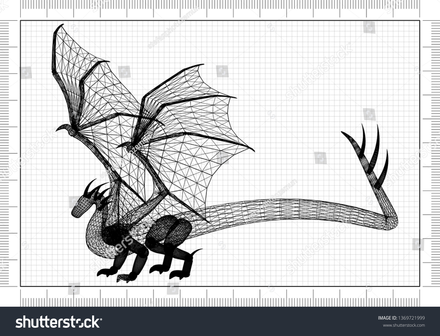 Dragon Architect Blueprint 3d Renderings Stock Illustration 1369721999 ...