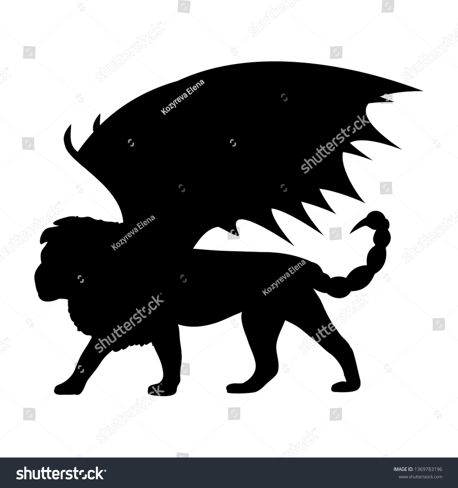 Manticore Silhouette Mythology Symbol Fantasy Jpg Stock Illustration ...