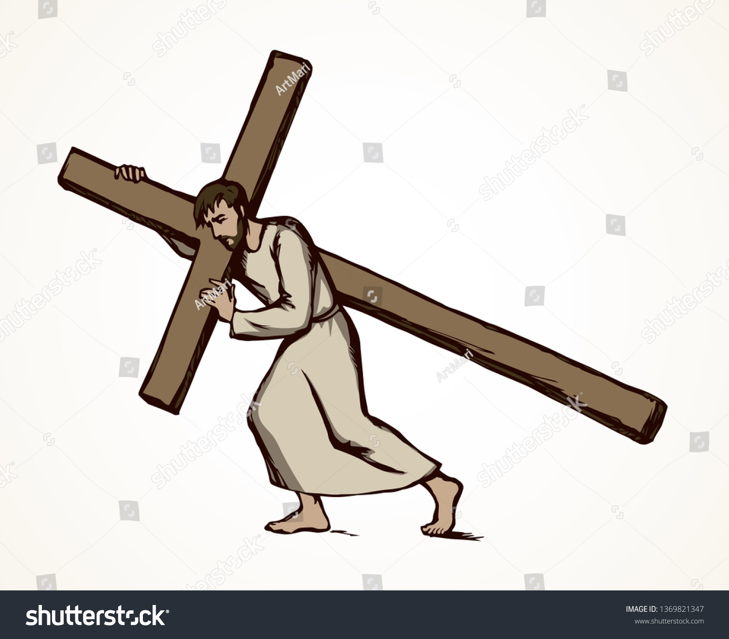 Antique Biblical Lord Savior Crucif Suffer Stock Vector (Royalty Free ...