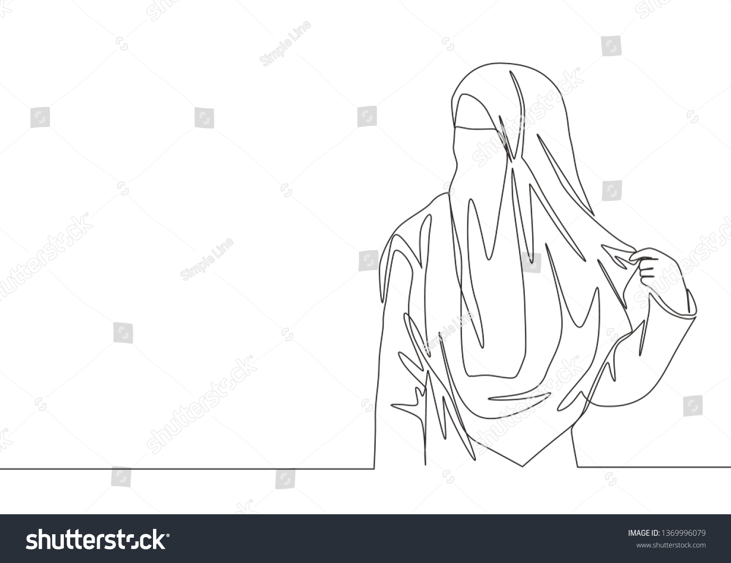 One Single Line Drawing Young Attractive Stock Vector (Royalty Free ...