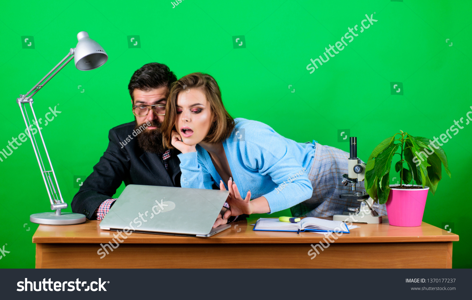 Woman Man Work Office Laptop Secretary