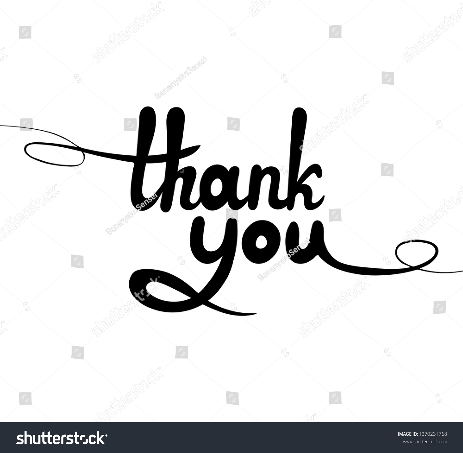 Thank You Lettering Black Linear Calligraphic Stock Illustration ...