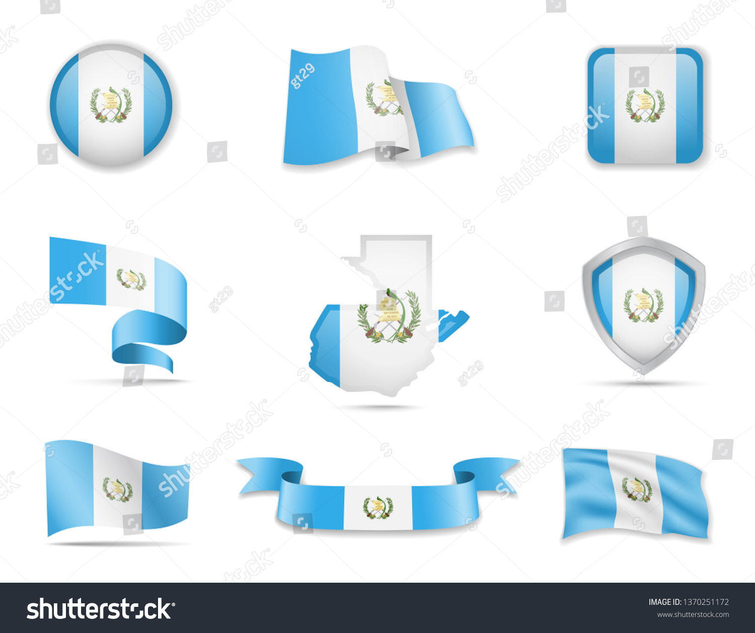 Guatemala Flags Collection Flags Outline Country Stock Vector (Royalty