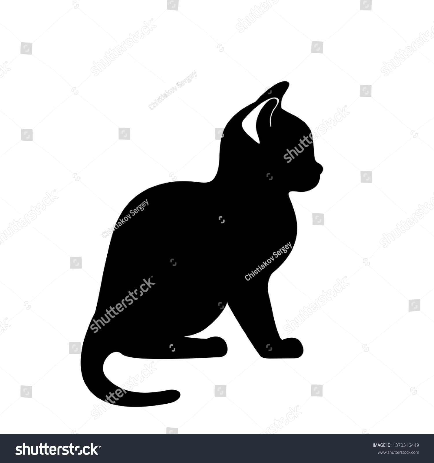 Sits Black Kitten Stock Vector (Royalty Free) 1370316449 | Shutterstock