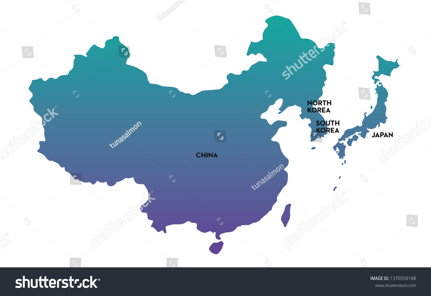 Northeast Asia Countries Map Illustration China Stock Vector (Royalty ...