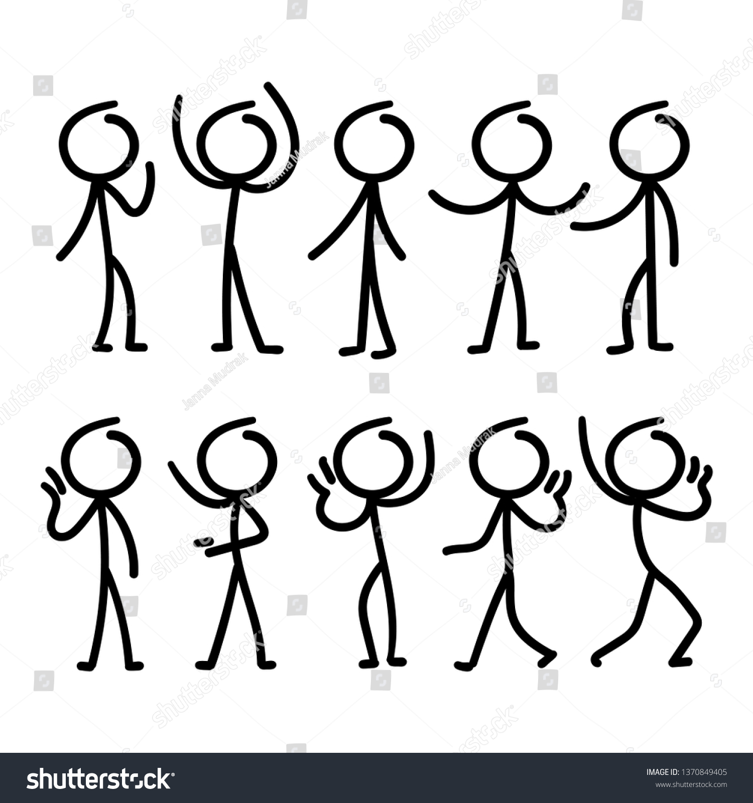 Cartoon Doodle Stick Figure Different Pose Stock Illustration ...