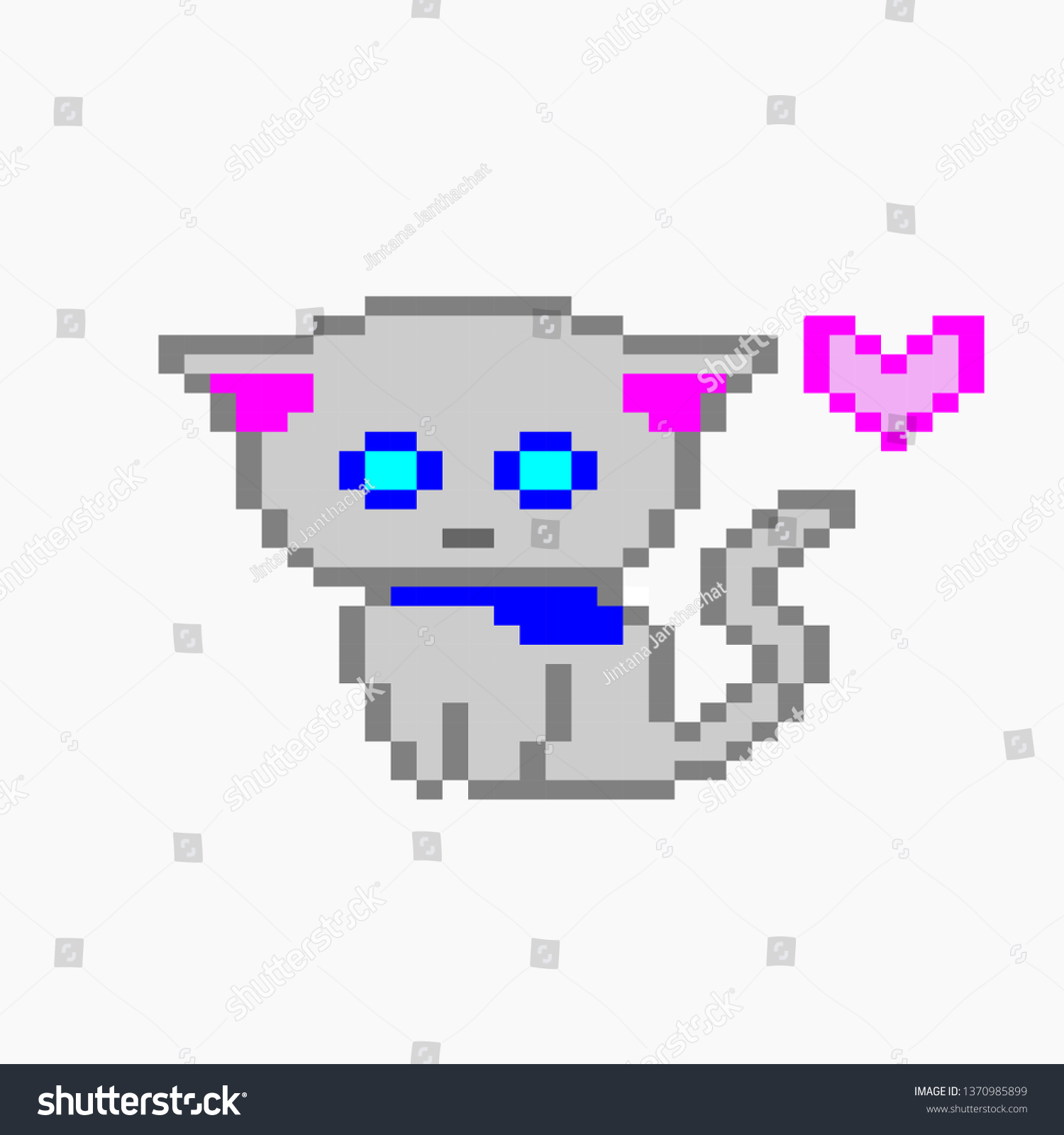 Pixel Art Catt Stock Vector (Royalty Free) 1370985899 | Shutterstock