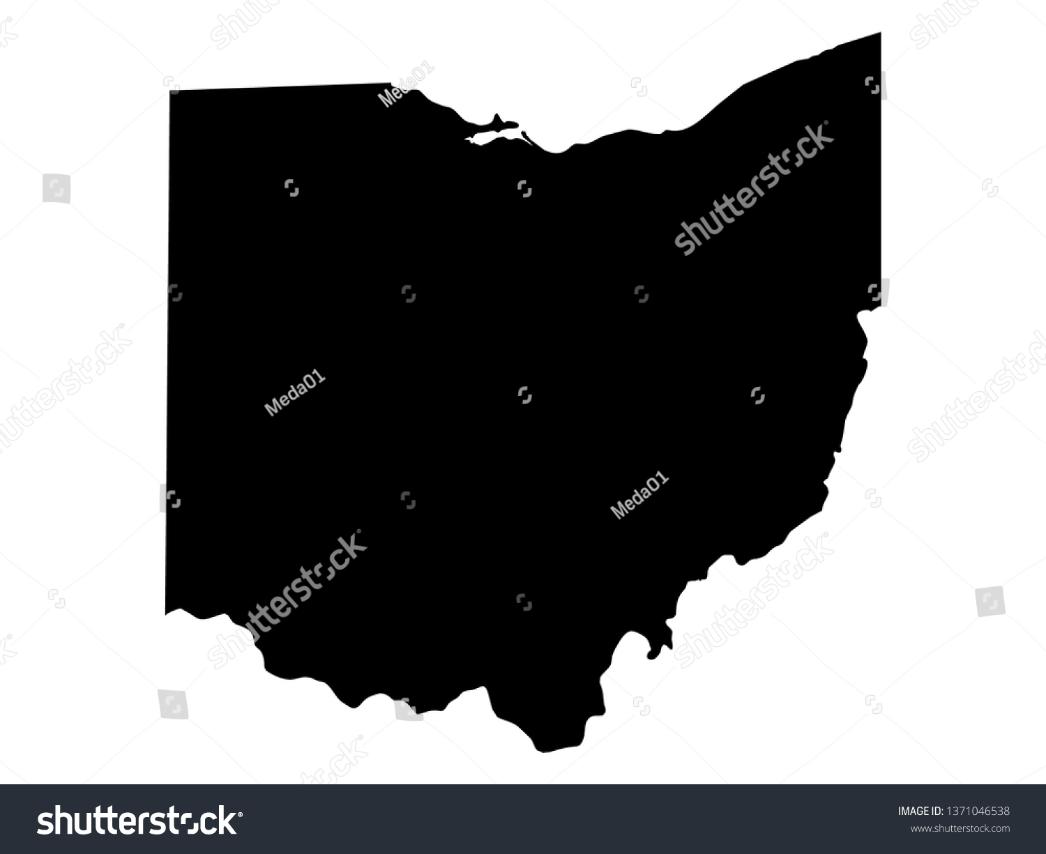 Vector Illustration Ohio Map Stock Vector (Royalty Free) 1371046538 ...